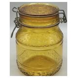 Vintage Italian Floral Cove Amber Glass Canister