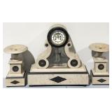 3pc Antique French Empire Marble Mantel Clock