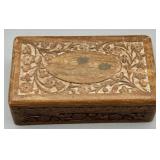 Vintage Carved Wood Trinket Box