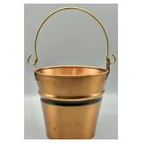 Copper Bucket with Brass Handle and Black Band