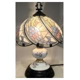 OK Lighting Brass Touch Lamp w/Stained Glass Shade