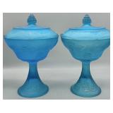 (2) Vintage Indiana Glass Satin Candy Dishes