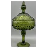 Vintage Indiana Glass Pedestal Covered Candy Dish