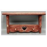 Rustic Heart Cutout Wood Shelf