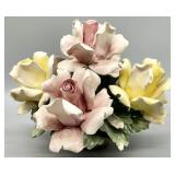 Capodimonte Porcelain Flower Basket Centerpiece