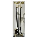 Brass and Cast Iron Golf Club Fireplace Tools