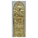 1970s Embossed Solid Brass Hanging Match Holder