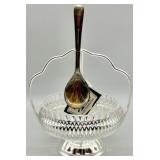 Antique Silverplated & Crystal Condiment Bowl