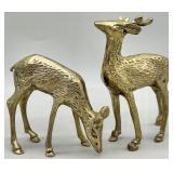 MCM Solid Brass Buck and Doe Deer Figurines