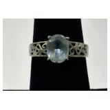 Filigree Sterling Silver 925 Blue Topaz Ring