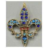 Rare Monet Fleur de Lis Brooch with Glass Jewels