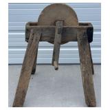 Antique Hand-Cranked Grinding Wheel and Stand