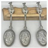 Vintage Dutch Pewter Souvenier Spoons - SEE DESC
