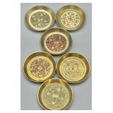 Solid Brass Enameled Trinket Dishes Coasters