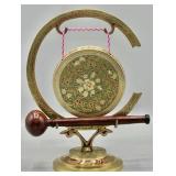 Vintage Engraved Brass Tabletop Dinner Gong
