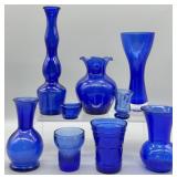 Cobalt Blue Art Glass Collection - 9 Assorted Pcs