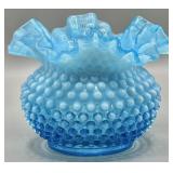 Fenton Blue Opalescent Hobnail Vase