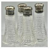 1940s Sterling Silver & Cut Glass S&P Shakers