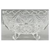 Vintaged Footed Crystal Oval Bowl