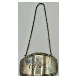 Antique .835 Solid Silver Gin Decanter Label Tag