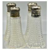 1940s Sterling Silver & Cut Glass S&P Shakers