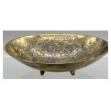 Vintage Etched Brass Footed Bowl
