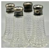 1940s Sterling Silver & Cut Glass S&P Shakers