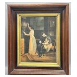 Antique Framed Tinted Victorian Lithograph Print