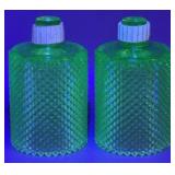 Diamond Cut Green Glass Votive Holders Glows