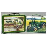 (2) Collectible John Deere Metal Tin Lunch Boxes