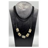 Dalmatian Jasper-Style Stone & Black Beads