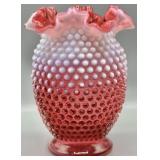 Fenton Cranberry Opalescent Hobnail Vase
