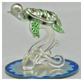 Sea Turtle on Glass WaVe Mirrored Base