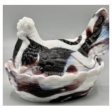 Slag Glass Hen on Nest