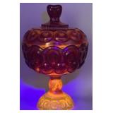 L.E. Smith Moon and Stars Compote w/Lid *GLOWS*