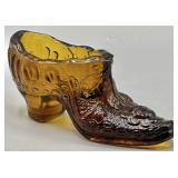 Art Glass Amber Slipper Shoe