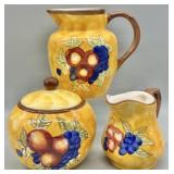 Ceramic Pitcher, Creamer and Covered Jar