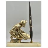 Gold Miner Figural Fountain Pen Desk Set SEE DESC