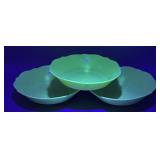 (3) Vintage Custard Glass Embossed Floral Bowls