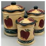 Farmhouse Apple Themed Canister Set 3pc