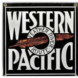 Western Pacific Feather River RTE. Porcelain Sign