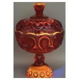 L.E. Smith Moon & Stars Covered Compote *Glows*