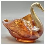 Carnival Glass Swan Trinket Dish