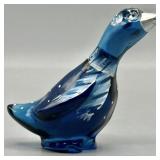 Fenton HP & Signed Indigo Blue Goose Figurine