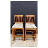 (2) Wood Bar Height Stools
