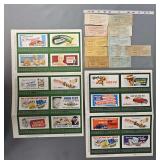 Eleven Lionel Postwar O Original Inspection Slips and two Uncut Billboard Sheets