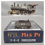 United HO Scale Brass 2-8-0 Ma & Pa Consolidation Steam Locomotive in Original Box