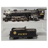 HO Scale Brass Pittsburgh and West Virginia 2-8-2 Steam Locomotive and Tender