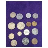 15 Foreign coins of various years valued at $2 to