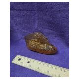 Vintage amber glass shoe